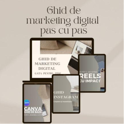 Ghid Marketing digital de la începători la premium, ghid cu programe integrate pentru creare produse digitale și magazin online 